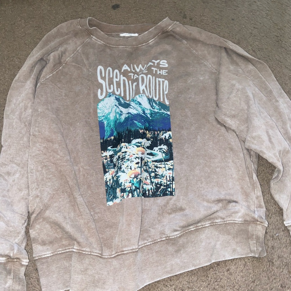 Maurices Brown Graphic Crew Neck Sweater
